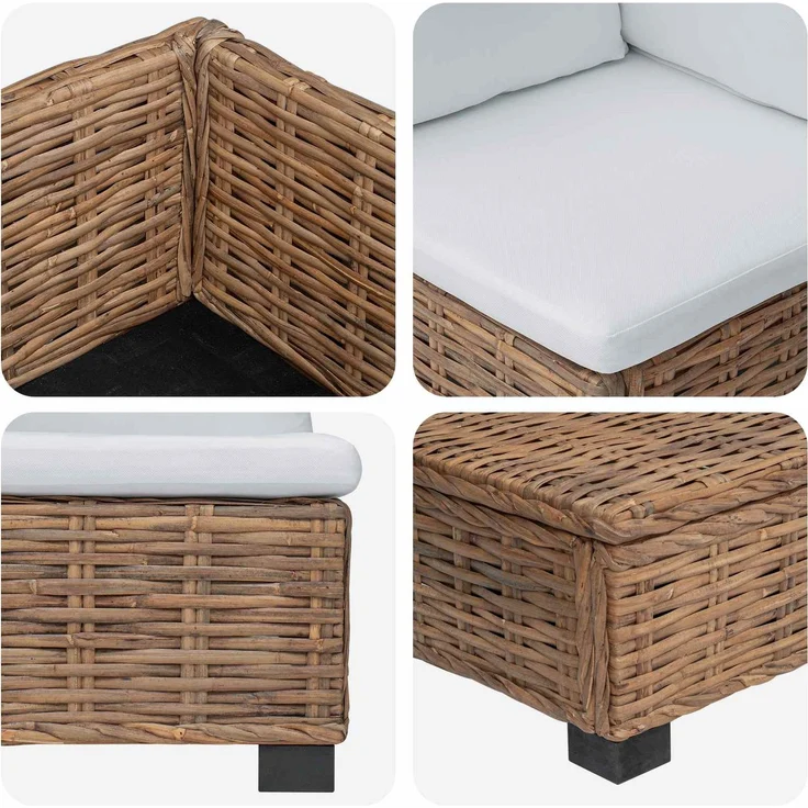 vidaXL 2 Stk. Rattan-Lounge-Set mit Kissen GENDT Naturrattan Natur 42034403 – Bild 8