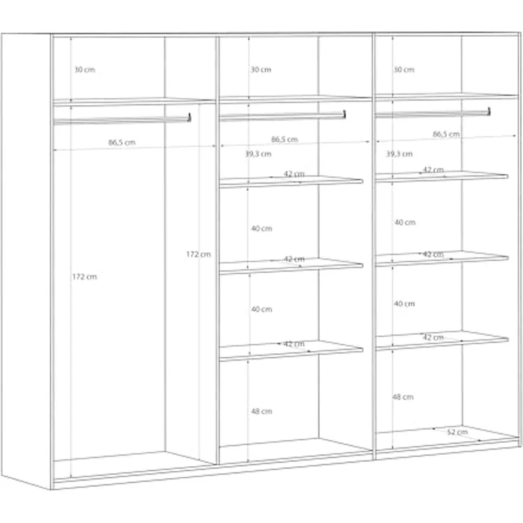 Drehtürenschrank >EDWAL< in sandfarbig / Mauvelle Eiche Dekor - 266,1x210,5x54,2cm (BxHxT) – Bild 4