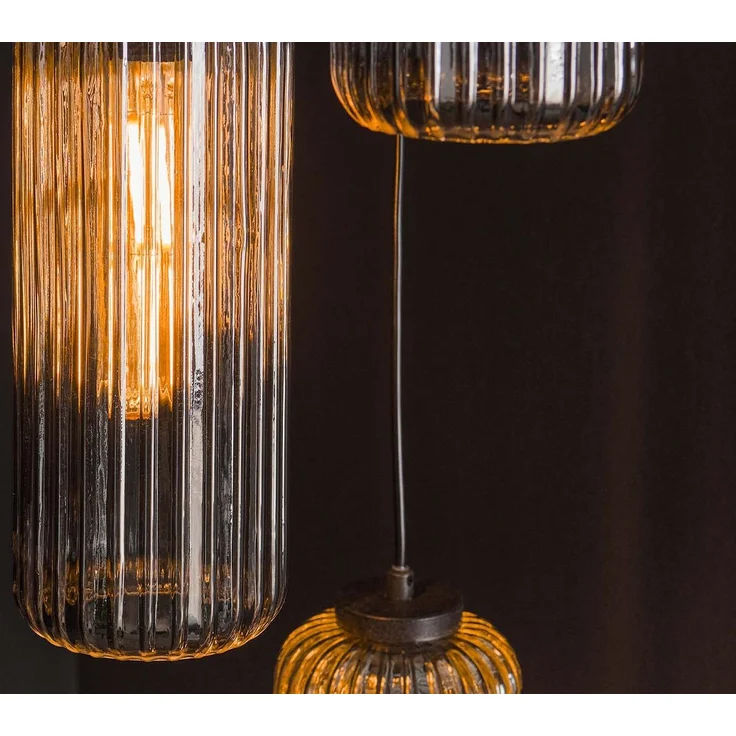 KAWOLA Hängeleuchte CARTOLA Hängelampe 5-flammig Glas schwarz 180 x 45 x 45 cm – Bild 4