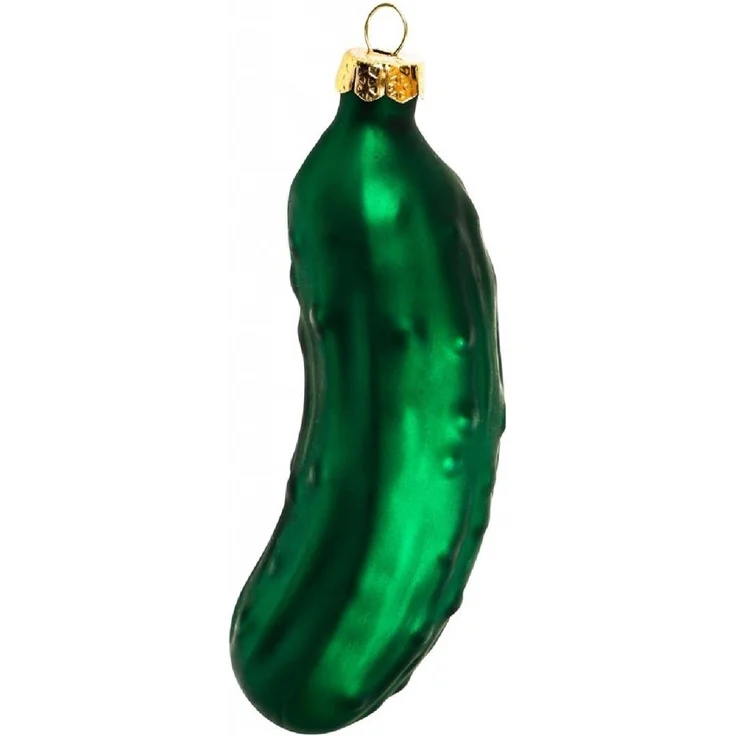 Gurke Weihnachtskugel Christbaumschmuck Glas Ø 3cm L 9,2cm Grün