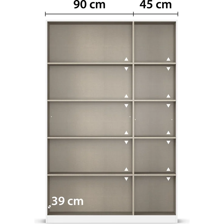 rauch Acero, Garderobenschrank in moderner Loft-Optik, 3-türig, 3 Glastüren, mit 8 Einlegeböden, Farbe Weiß, BxHxT 136x210x41cm – Bild 6