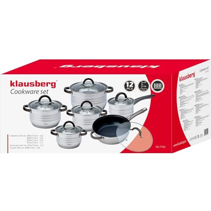 Klausberg Klausberg Stahltöpfe 12 Elemente 2,1l, 2,1l, 2,9l, 3,4l, 3,9l, 6,6l KB7702 – Bild 9
