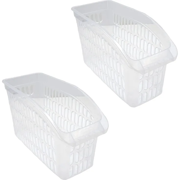HAC24 Aufbewahrungskorb Aufbewahrungsbox Schrankkorb Regal Organizer Ordnungskorb Kunststoff (Set, 2 St), Transparent, 17,5 x 29 x 13,5 cm