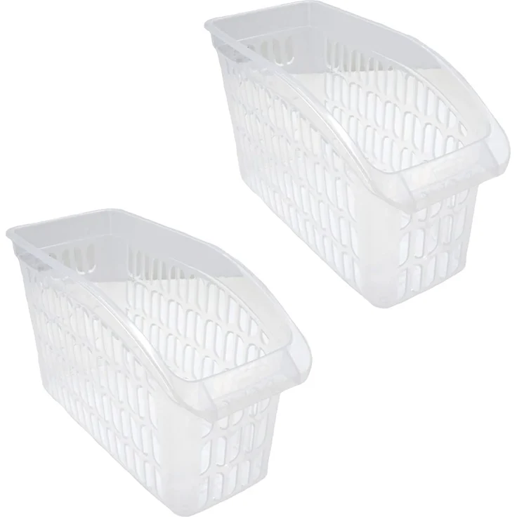 HAC24 Aufbewahrungskorb Aufbewahrungsbox Schrankkorb Regal Organizer Ordnungskorb Kunststoff (Set, 2 St), Transparent, 17,5 x 29 x 13,5 cm – Bild 1