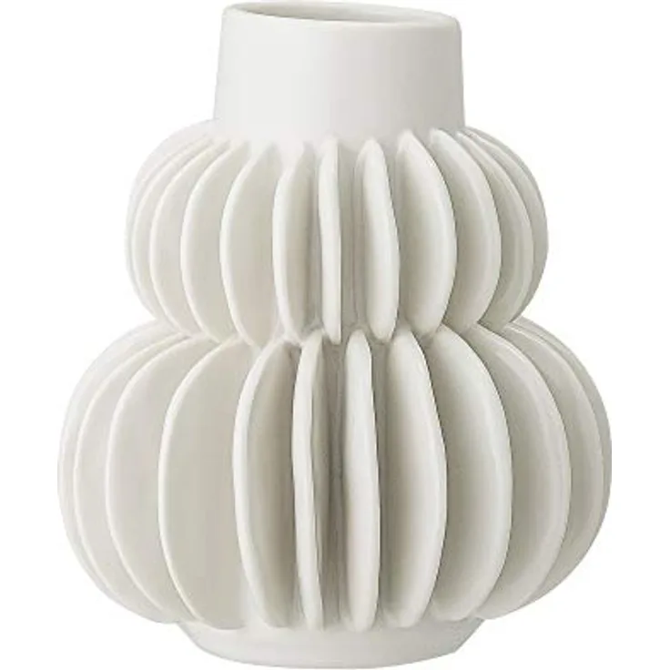 Bloomingville Vase mit Struktur, Steingut in Weiß, 11,5cm x 11,5cm x 14cm
