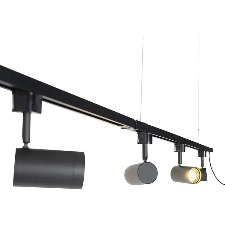 Qazqa Schienensystem-Sets Jeana, ohne Leuchtmittel, GU10, Schwarz, Modern, Stahl, Deckenstrahler 5-flammig – Bild 8