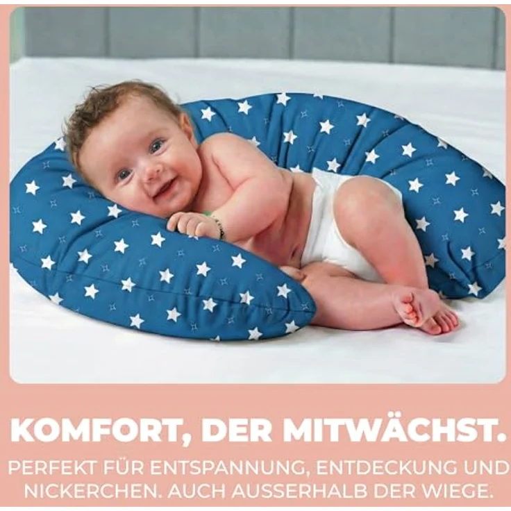 Flowen Stillkissen Klein für Neugeborene Kleines Stillkissen mit Bezug aus 100% Baumwolle und Weicher Füllung Stillhörnchen Baby Ergonomische Rückenstütze Geschenkidee für Junge Mütter und Schwangere – Bild 4