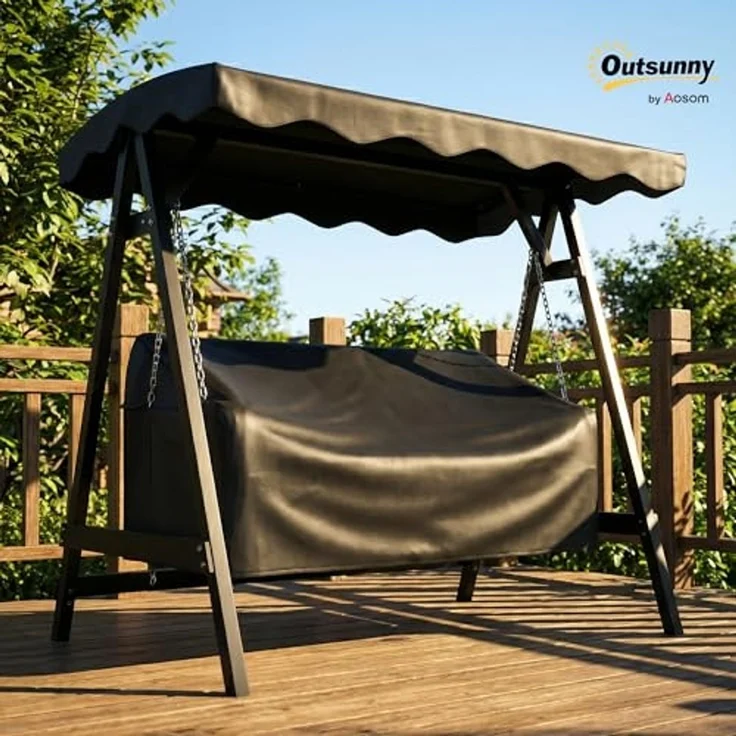 Outsunny Gartenmöbel-Schutzhülle Hollywoodschaukel Abdeckung (UV-Beständig Abdeckplane, 1-St, für 3-Sitzer Gartenschaukel), Wasserdicht, UV-beständig, mit Reißverschluss – Bild 2