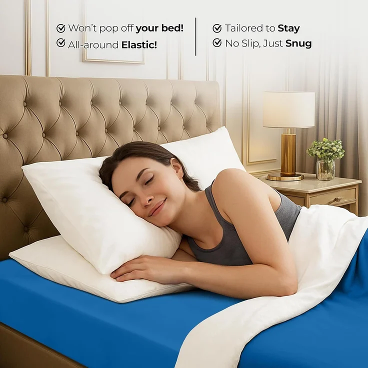 Utopia Bedding Queensize-Spannbettlaken, tiefe Taschen, weiche Mikrofaser, schrumpft und lichtbeständig, pflegeleicht, nur 1 Spannbetttuch, (Dusk Blue) – Bild 9