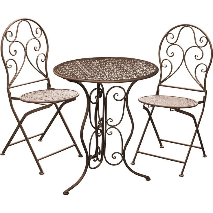 HTI-Living Balkonset Tischgruppe Lani Antik, (Set, 3-tlg, 1x Tisch, 2x Stühle), Sitzgruppe Metall Garten nostalgisch – Bild 2