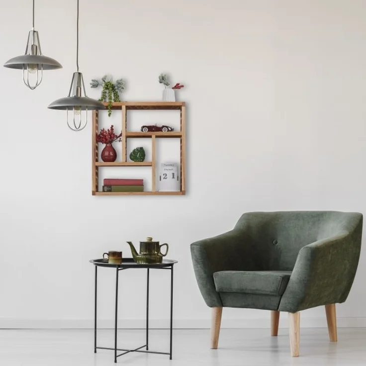 Walnuss Wandregal mit 5 Fächern – Bild 2