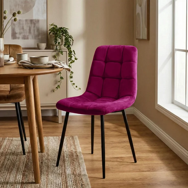 CLP Esszimmerstuhl Antibes Samtbezug gepolstert mit Rückenlehne bis 150 kg,lila – Bild 3