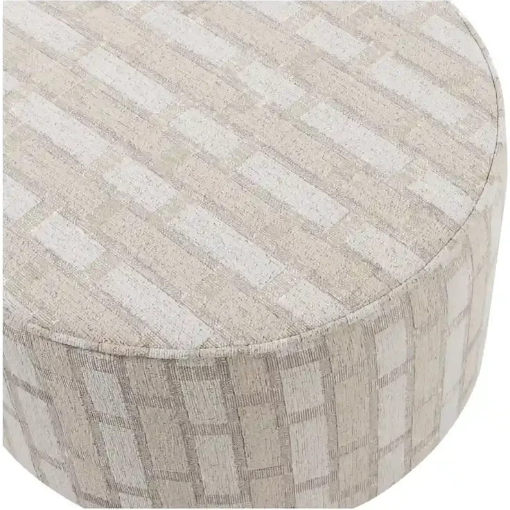 Polsterhocker Sarli - Chenille-Stoff Natur-Biege, Ø 60 cm – Bild 2