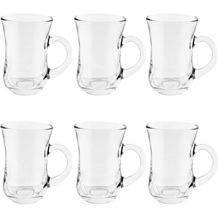 Gläser Set mit Henkel, 6-teilig - 130 ml, für Tee, Kaffee & Getränke – Bild 2