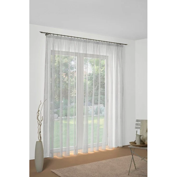 Wirth Vorhang (1 St), Faltenband, halbtransparent, Store – Bild 1