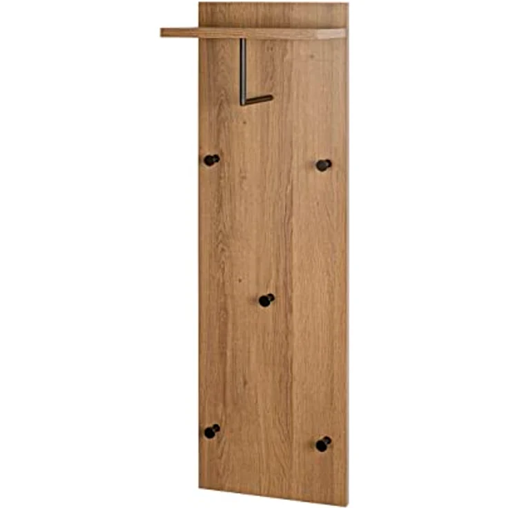 HAKU Möbel Wandgarderobe Eiche, schwarz, MDF, Metall - Maße: B 30 cm x H 100 cm x T 20 cm, Style: Modern – Bild 2