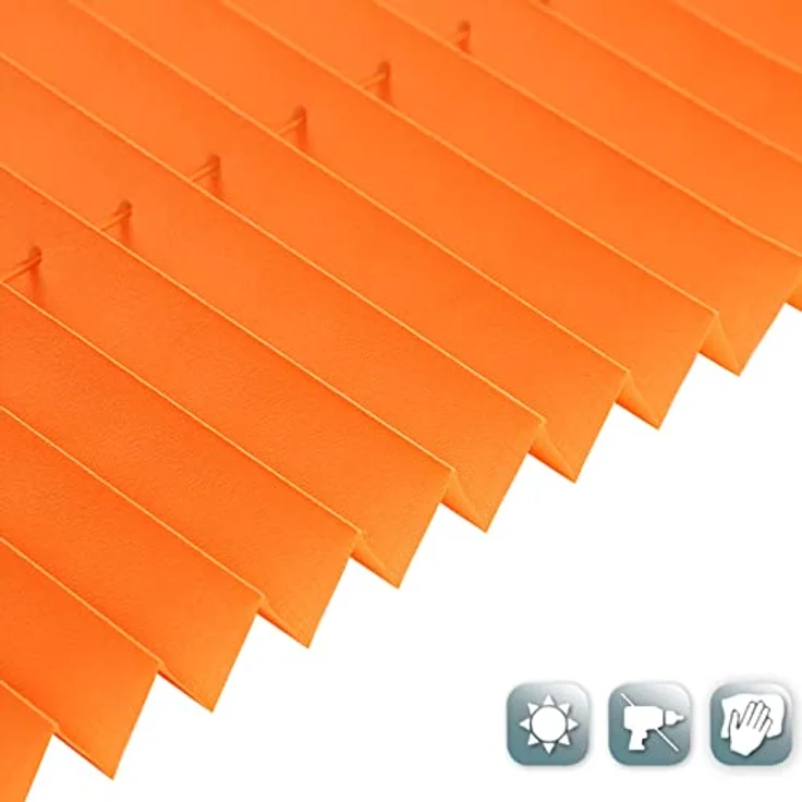 Buseu Plisseerollo Klemmfix 35x130cm, orange, lichtdurchlässig, ohne Bohren, für Fenster und Tür – Bild 2