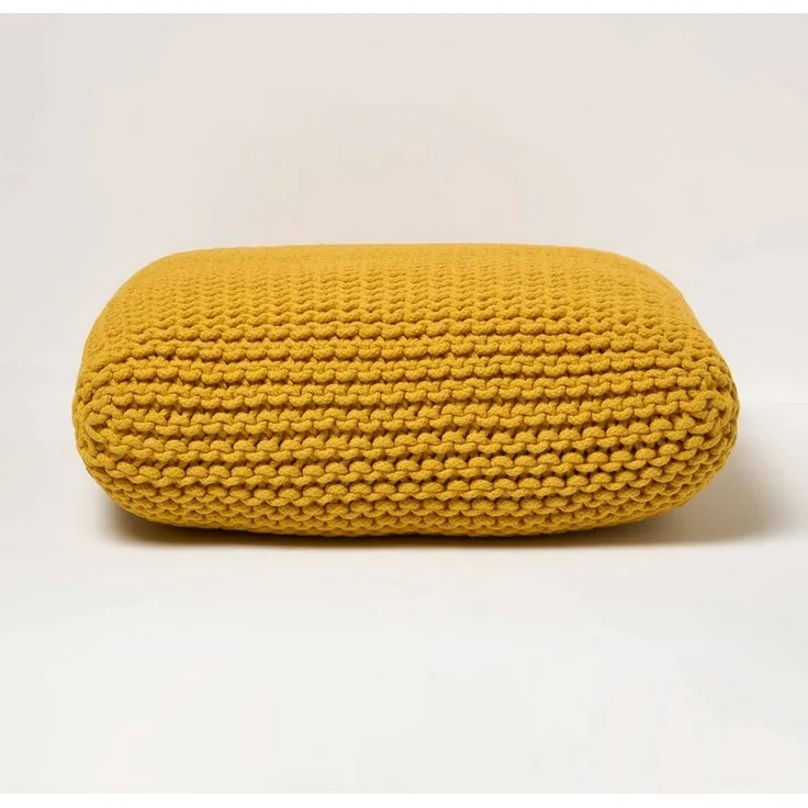 Homescapes Pouf Bodenkissen groß gelb Bezug 100% Baumwolle