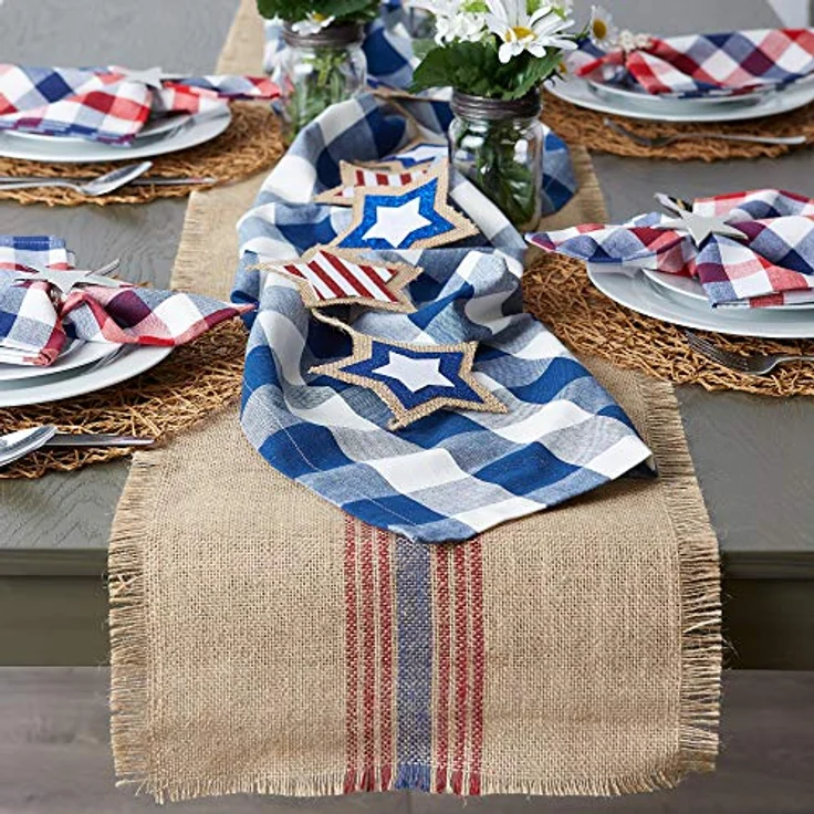 DII Buffalo Check Collection Tischläufer, klassischer Bauernhaus-Tischläufer, 35,6x183,8 cm, Marineblau/Creme – Bild 4