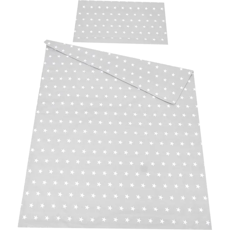 BABYLUX Bettwäsche Bezug 2 Tlg. 100x135 cm Kinderbettwäsche Bettwäsche Bettset Babybettwäsche (91. Sterne Grau)