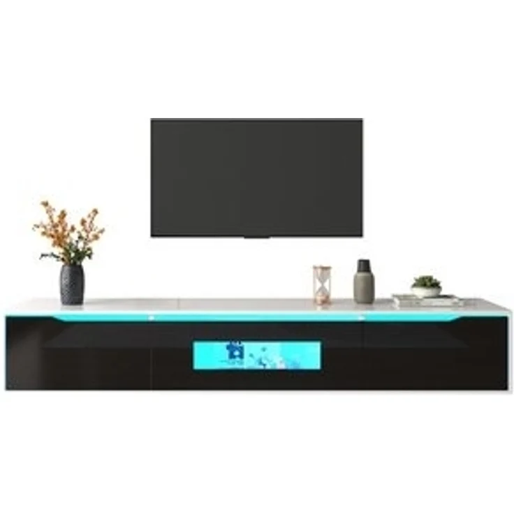 HAUSS SPOLE TV-Schrank Hochglanz, mit farbwechselnder LED-Beleuchtung, Schwarz und Weiß – Bild 6