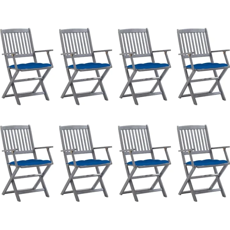 vidaXL Klappbare Gartenstühle 8 Stk. mit Kissen Massivholz Akazie 3078287