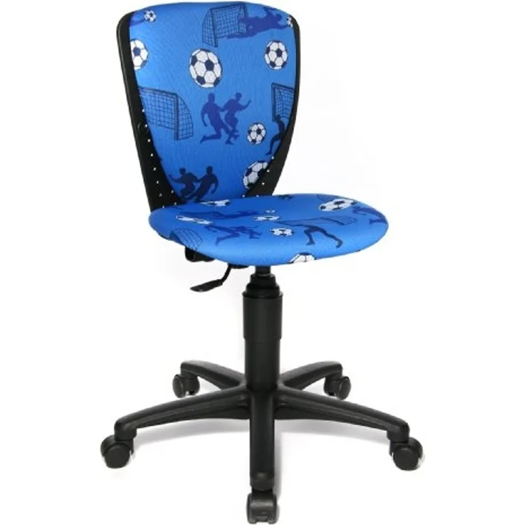 Topstar S'cool 3, Kinderdrehstuhl, Schreibtischstuhl für Kinder, Bezugsstoff blau, Motiv Fußball & 6991 Rollenset, Hartbodenrollen für Bürostuhl, Rollenset = 5 Rollen für Schreibtischstuhl, schwarz – Bild 3