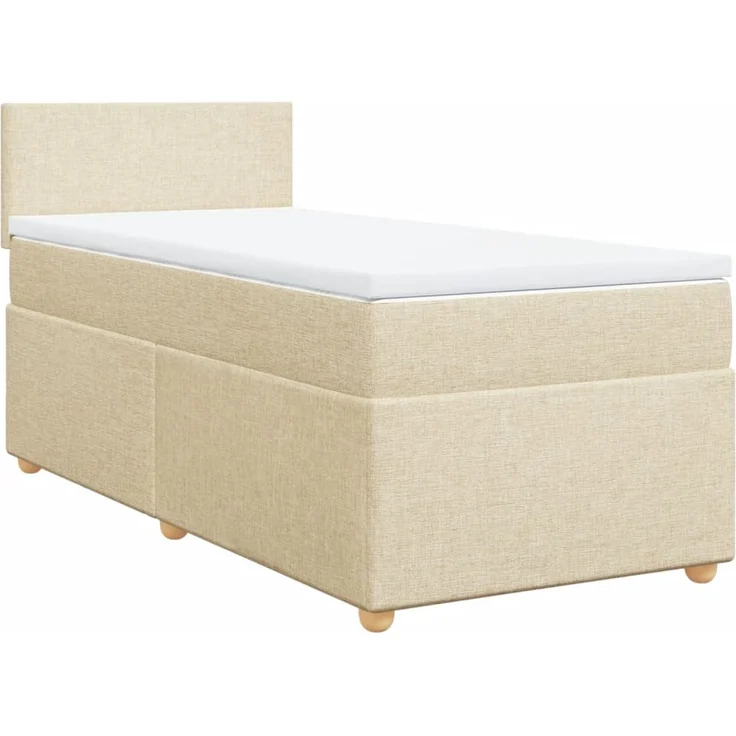 vidaXL Boxspringbett mit Matratze Creme 90x200 cm Stoff 3288861 – Bild 3