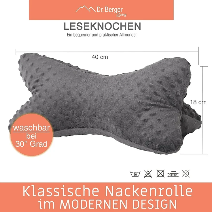 Dr. Berger Leseknochen Minky Anthrazit 40 x 18 cm – Bild 2