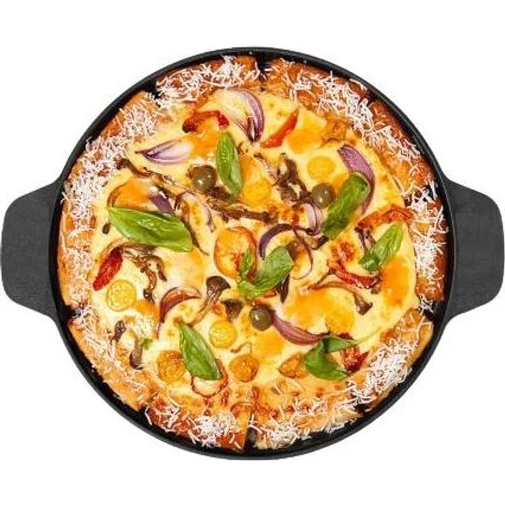 Alu Guss Pizza Brot Grill Pfanne Ø32cm Induktion Bratpfanne Handschuhe Braten – Bild 1