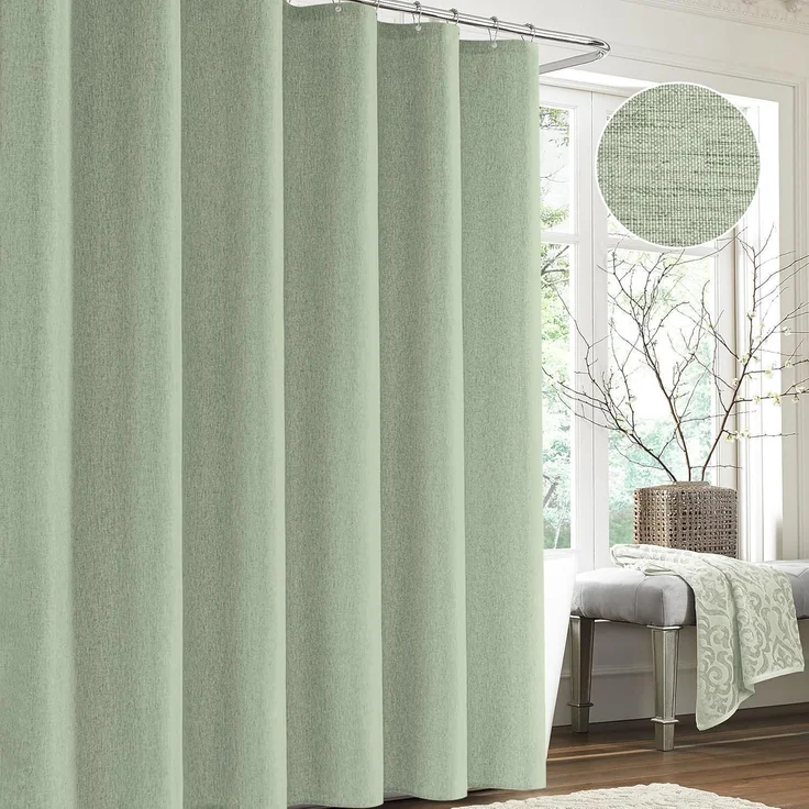 Duschvorhang Leinen 182x214cm Salbeigrün wasserdicht & schwer - 1er Pack – Bild 5