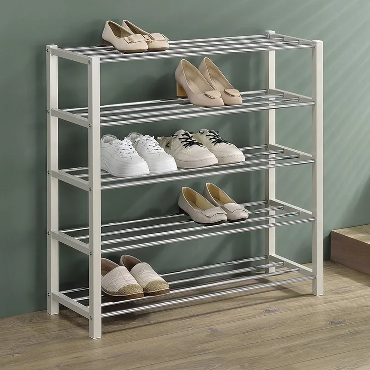 IDIMEX Schuhregal DUBLIN, Schuhständer mit 4 Ablagen, 80cm breit Schuhaufbewahrung Metall beige