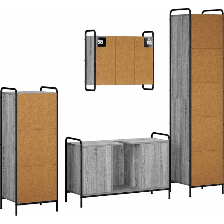 vidaXL Badezimmerschrank-Set 4 stk. Sonoma-Grau 40 x 36 x 181 cm 3444636 – Bild 8