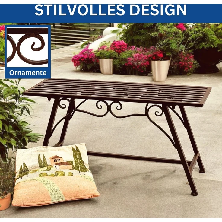 DanDiBo Gartenbank Wetterfest Metall 83 cm Sitzbank mit Ornamenten "Cucciu S" Robuste Eisenbank im Antik-Design Ideal für Garten, Terrasse & Balkon – Bild 3