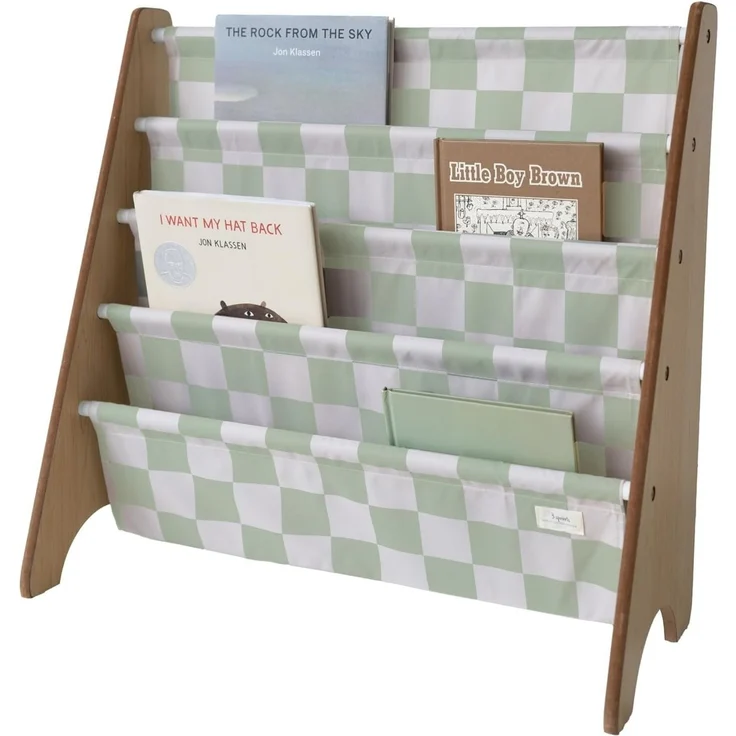 3 Sprouts Kinder Bücherregal aus Holz – Montessori Regal für Kinderzimmer - Schachbrett - Grün