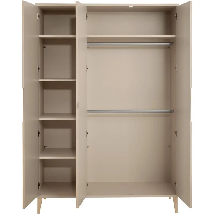 PAIDI Kleiderschrank JONTE in Beige & Eichefarben mit gerillten Türen, verschiedene Größen (B/H/T ca. 95-141/164-207/40-56cm, mit 2 oder 3 Türen + Tiny-Variante) stabiler Drehtürenschrank mit Massivholz-Füßen, Soft-Close-Funktion – Bild 3
