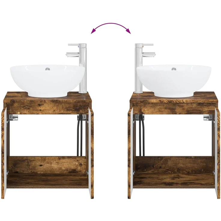 vidaXL Badezimmerschrank-Set 2 stk. Geräucherte Eiche 3404089 – Bild 9