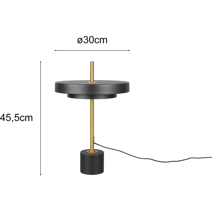 Dimmbare LED Tischlampe KEATON im modernen Design, Schwarz Gold, Höhe 45,5cm – Bild 4