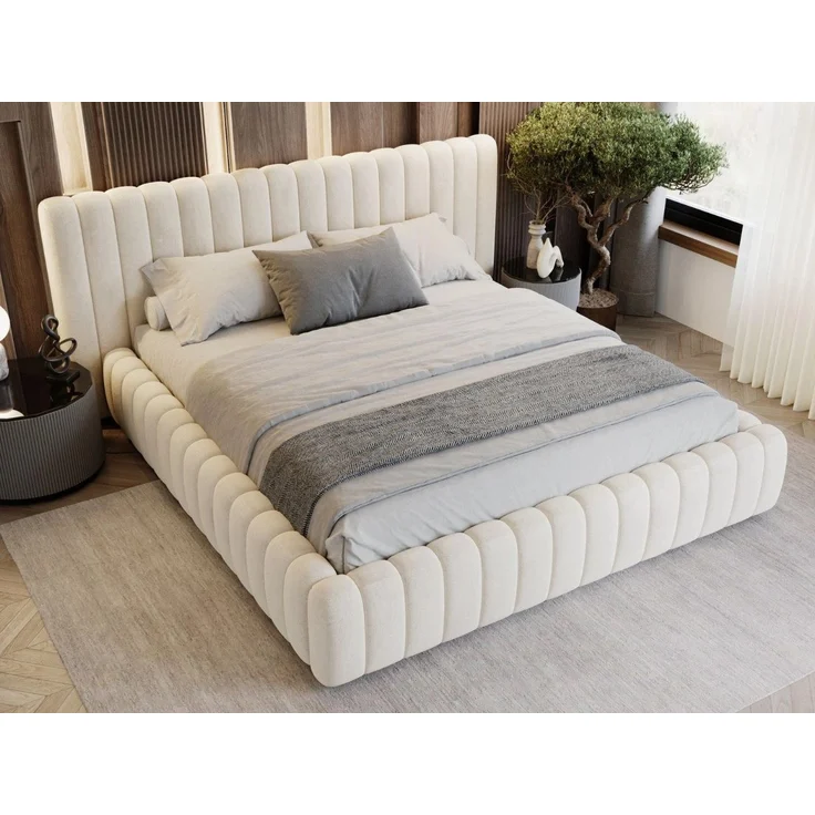 GrainGold Polsterbett mit Bettkästen BLISS, Modern Bett mit Kopfteil - 180x200 cm, Beige (1x Bett) – Bild 2