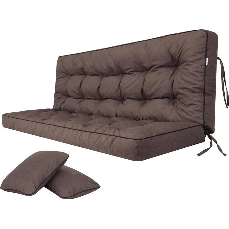 Bjird Bankauflage Pola 100 cm 120 cm 150 cm 180 cm, für Gartenbank und Hollywoodschaukel - inkl. 2 Stück Seitenkissen