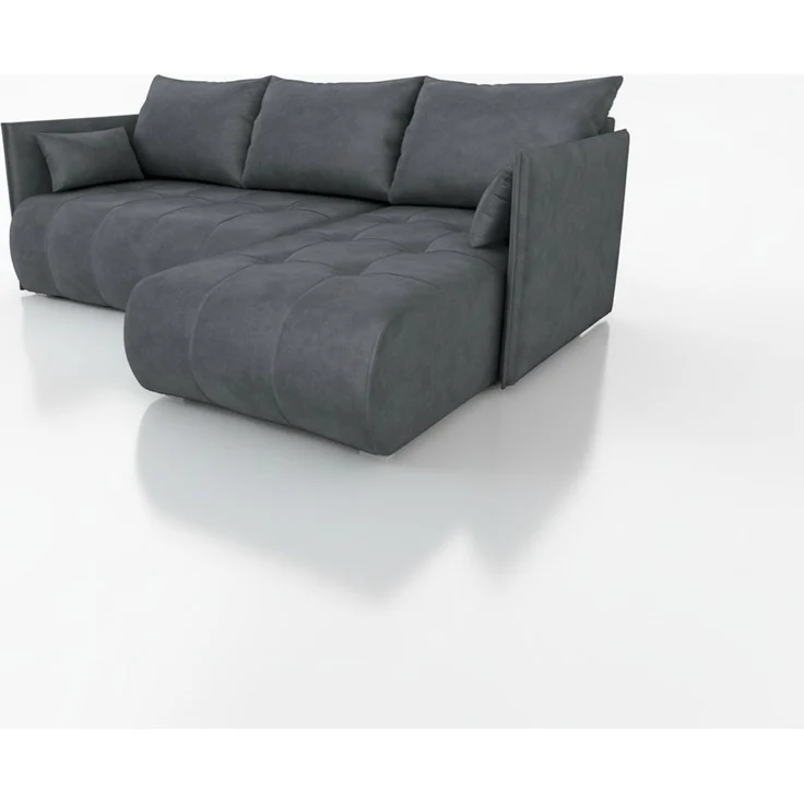Wohnero24 NESSA Ecksofa mit Schlaffunktion 206x140 cm & Bettkasten – L-Form Couch Dunkelgrau 218x152 cm – Bild 1