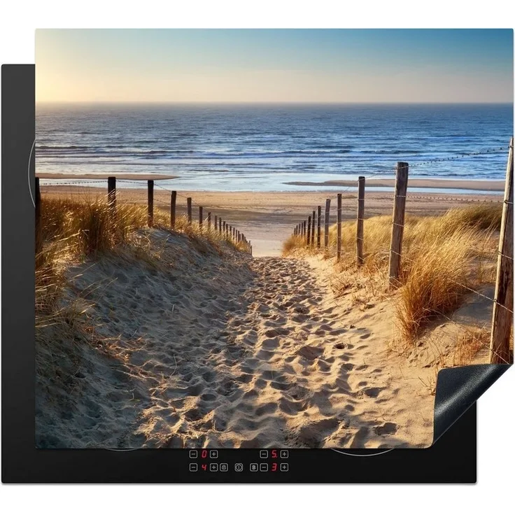 MuchoWow Herd-Abdeckplatte Strand - Meer - Niederlande - Dünen - Sonne, Vinyl, (1 tlg), Ceranfeldabdeckung Küche, Herdabdeckplatte Einteilig, 60x52 cm