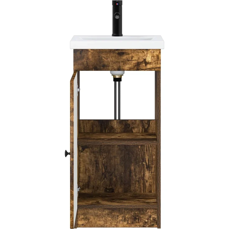 vidaXL Badezimmerschrank mit Waschbecken Geräucherte Eiche 890059 – Bild 3