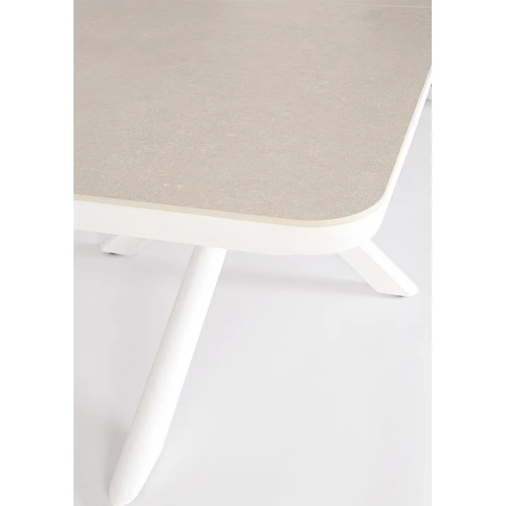 Gartenesstisch Calpas Ausziehbar - Aluminium & Stein, 200-260 x 100 cm, Weiß – Bild 5