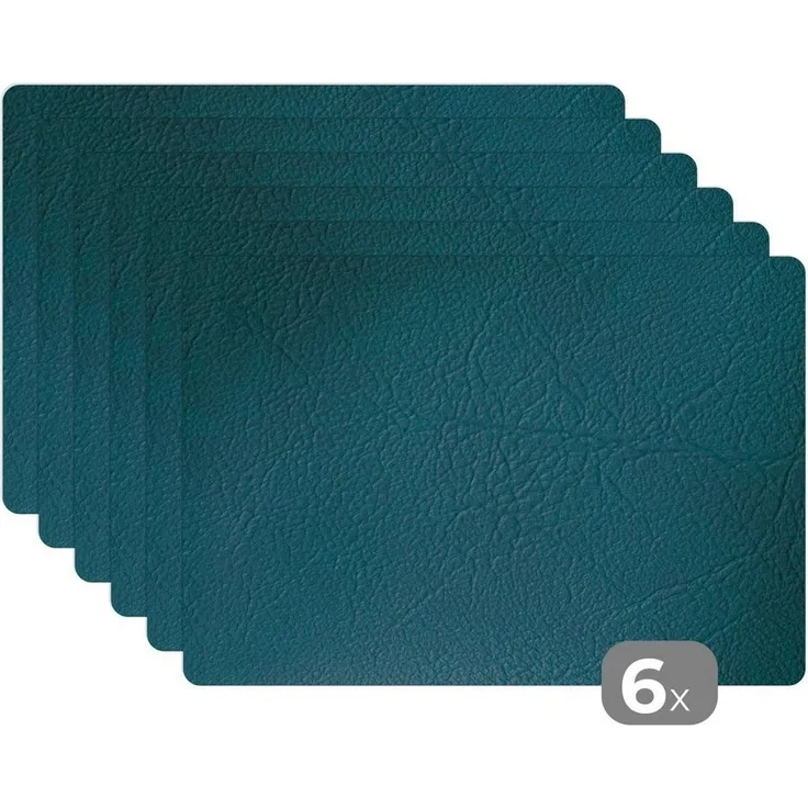 MuchoWow Platzset Leder - Lederoptik/print - Grün - Blau, (6-St), Platzsets, Tischset, Abwaschbar, Tischsets, Platzdeckchen
