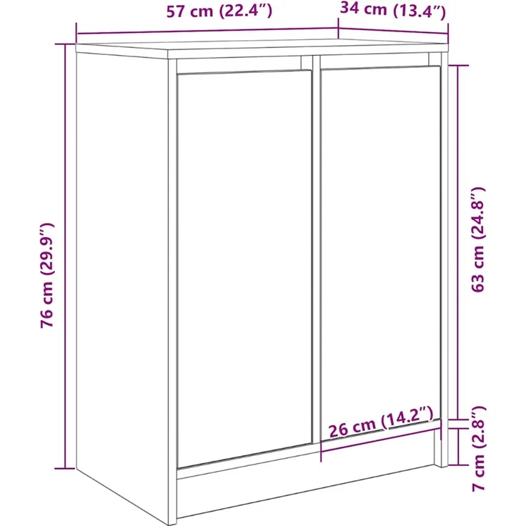 vidaXL Schuhschrank Artisan-Eiche 57x34x76 cm Holzwerkstoff 861876 – Bild 10
