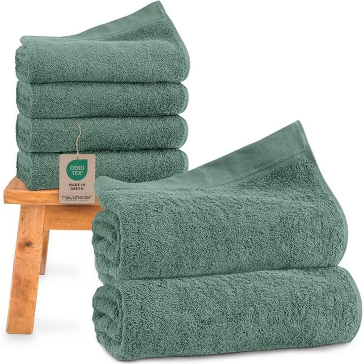 Hausfelder Saunatuch Handtücher Set - 2x Saunatücher 4 x Handtücher Hellgrün, (6-St) – Bild 4