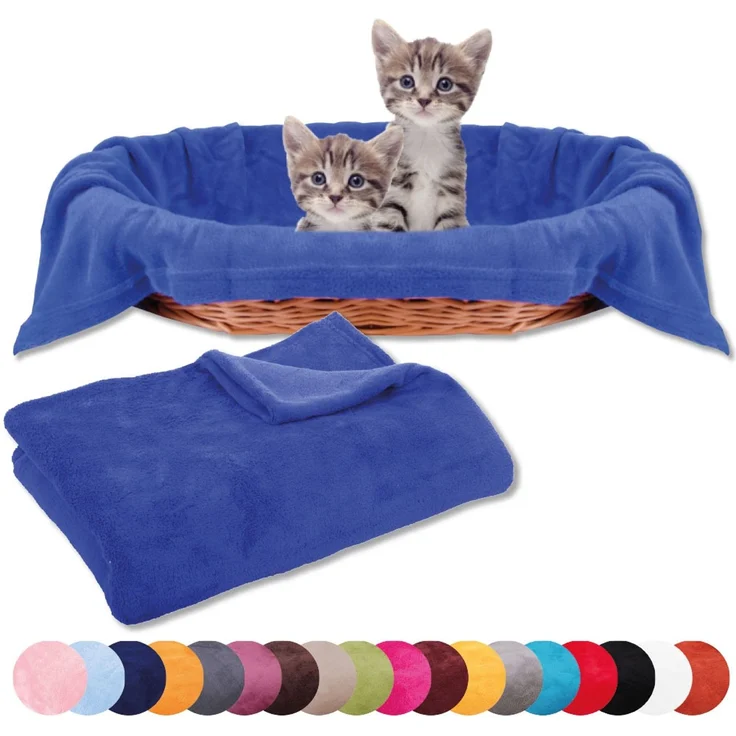 Haustierdecke Katzendecke Kuscheldecke Tierdecke , angenehm und super weich in vielen verschiedenen Farben erhältlich (80x120 cm / blau - königsblau) – Bild 2
