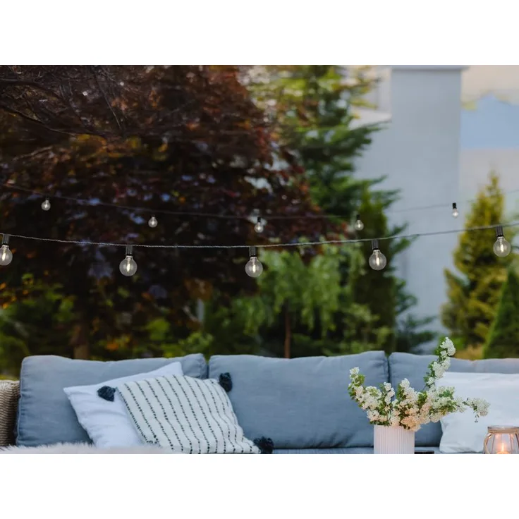 Outdoor Lichterkette per Solar & USB aufladbar mit Netzstecker, Länge 5,7 Meter