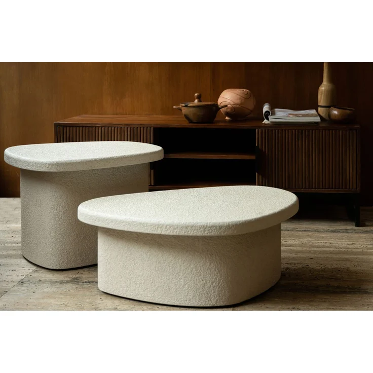 DutchBone Beistelltisch Veda High aus recyceltem Marmor im Boho-Chic-Design Beige 45x56x41 cm – Bild 8